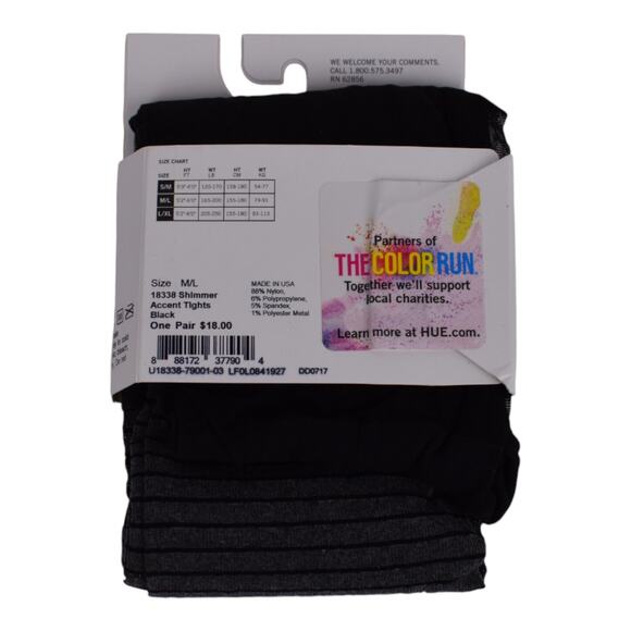HUE Shimmer Accent Tights – Size M/L (Black) - Picture 3 of 5
